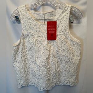 NWT Braeve Evereve Size Small Eyelet Tank White Lace Lined Cotton $68 Retail